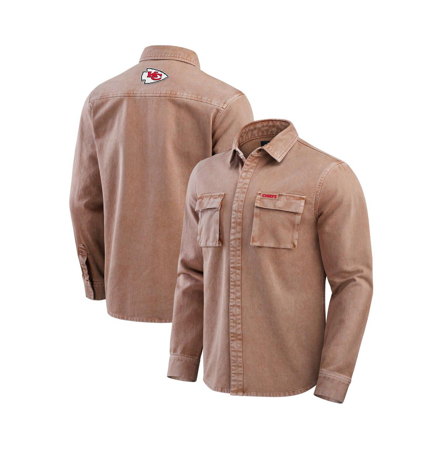 Мужская рубашка Fanatics Darius Rucker Collection by Brown Kansas City Chiefs Garment Dyed Long Sleeve Full Snap — фото 1