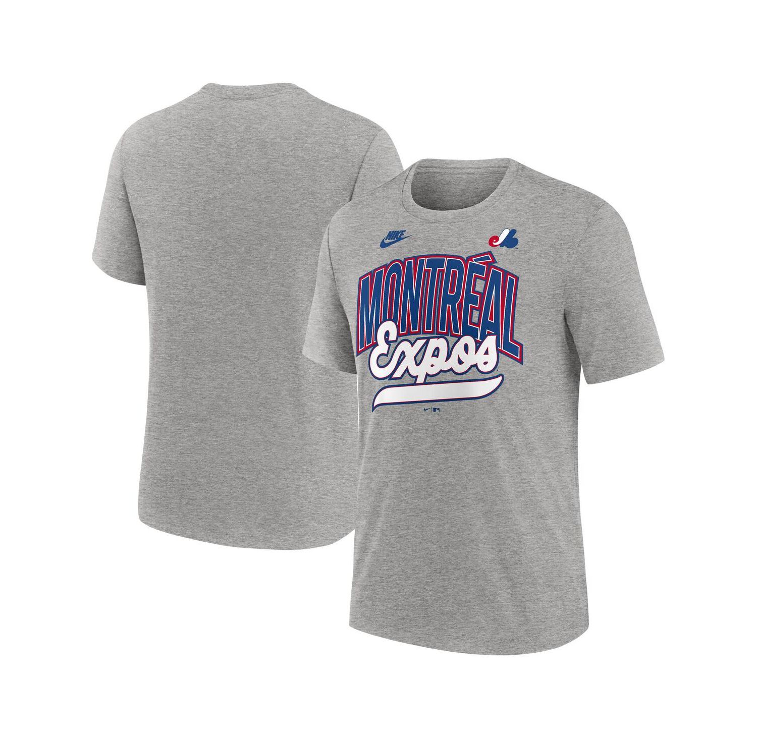 Men's Heather Gray Montreal Expos Cooperstown Collection Retro Tri-Blend T-Shirt