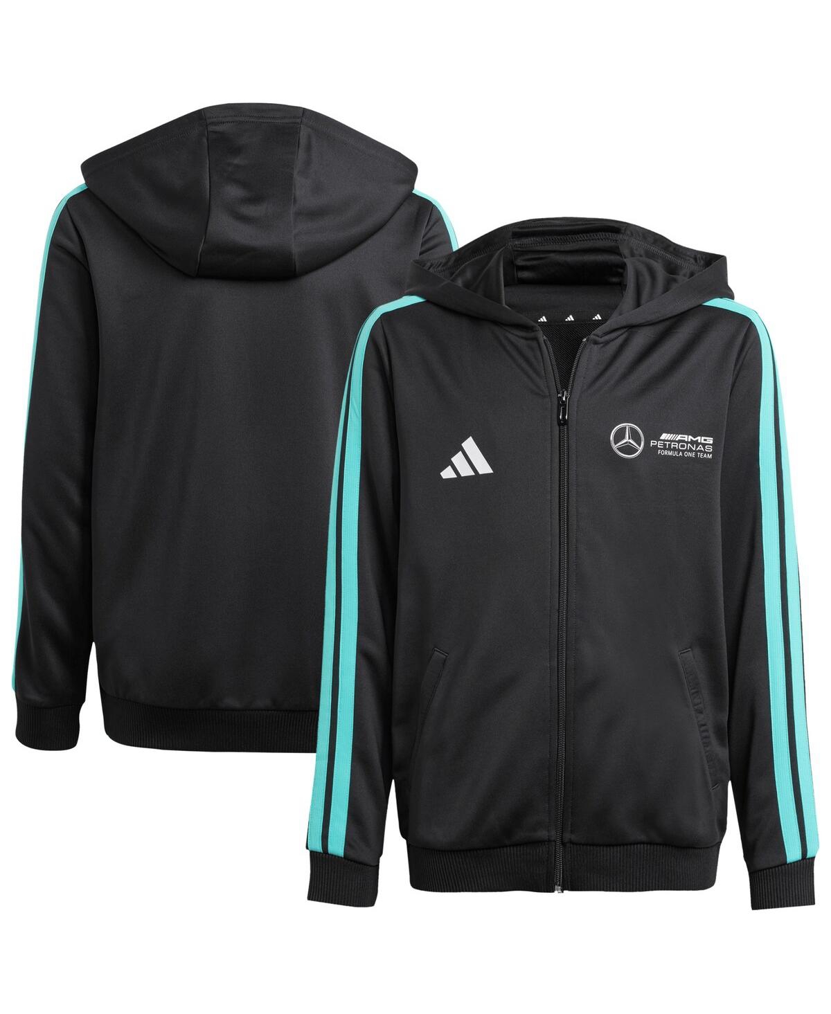 Adidas Big Boys and Girls Black Mercedes-amg Petronas F1 Team Dna Alpha skin Full-Zip Track Hoodie Jacket - Black