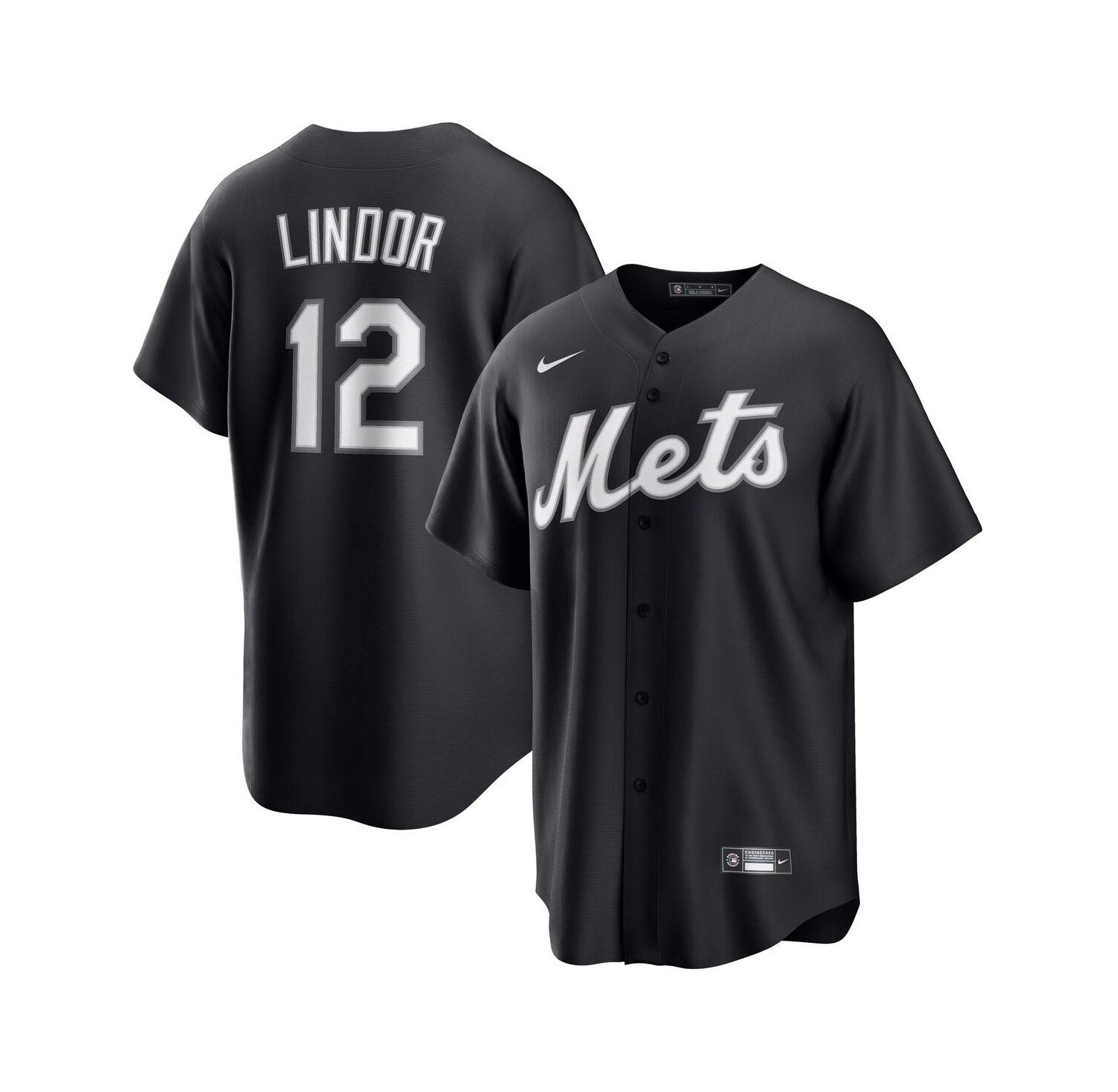Men's Francisco Lindor Black New York Mets Lights Out Replica Player Jersey