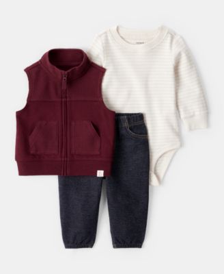 Carter's - Baby Boys Cotton Vest, Long-Sleeve Striped Bodysuit & Pants, 3 Piece Set