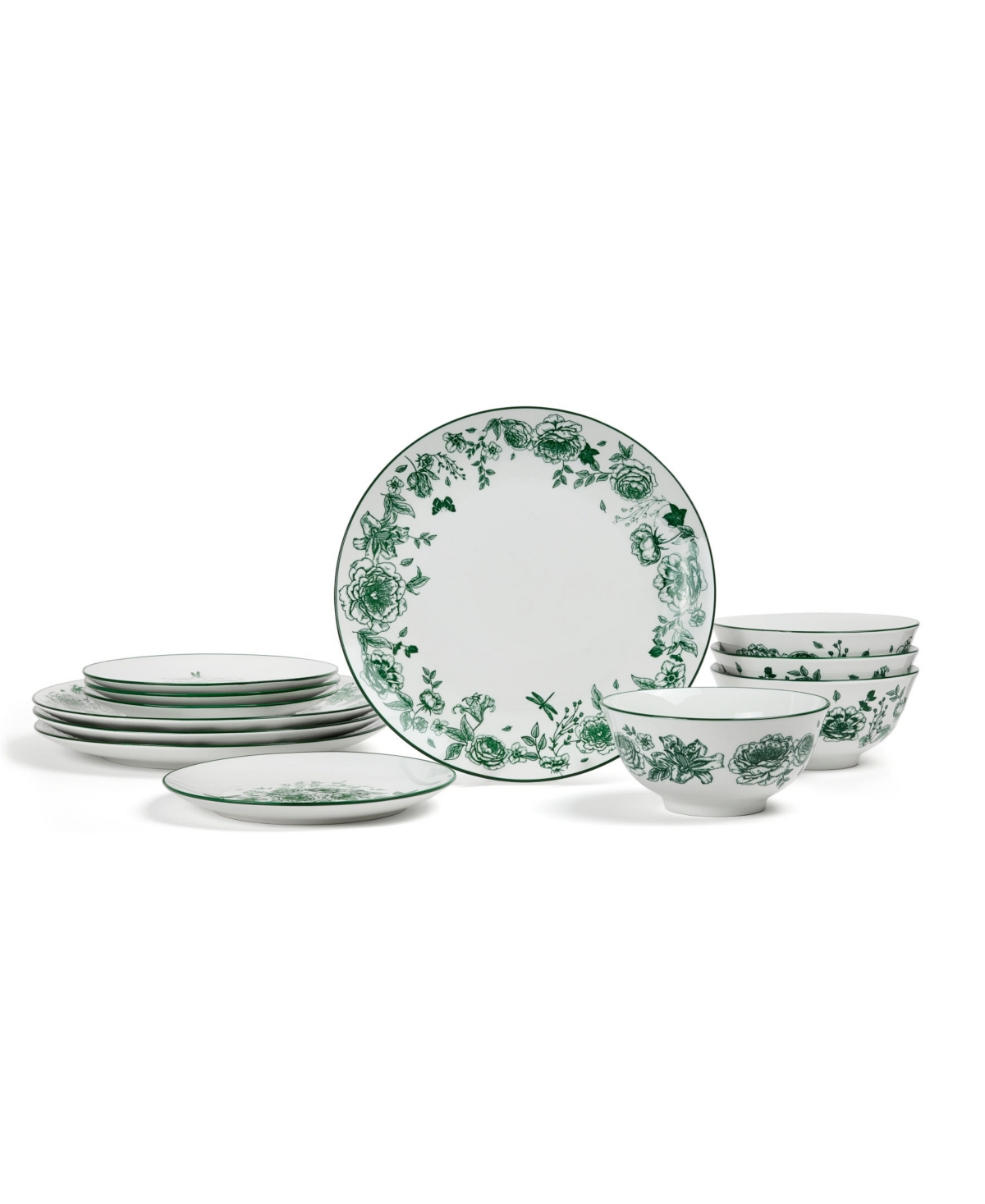 Esme 12 Pc. Dinnerware Set, Service for 4 - Green