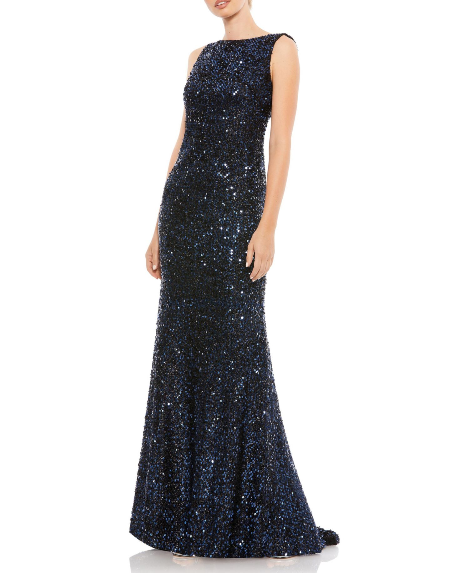 Women's Embellished Faux Wrap Illusion Puff Sleeve Gown