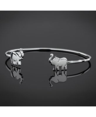 Minimalist Thin Delicate ZOO Animal Lucky Good Luck Elephant Bangle Cuff Bracelet Sterling Silver