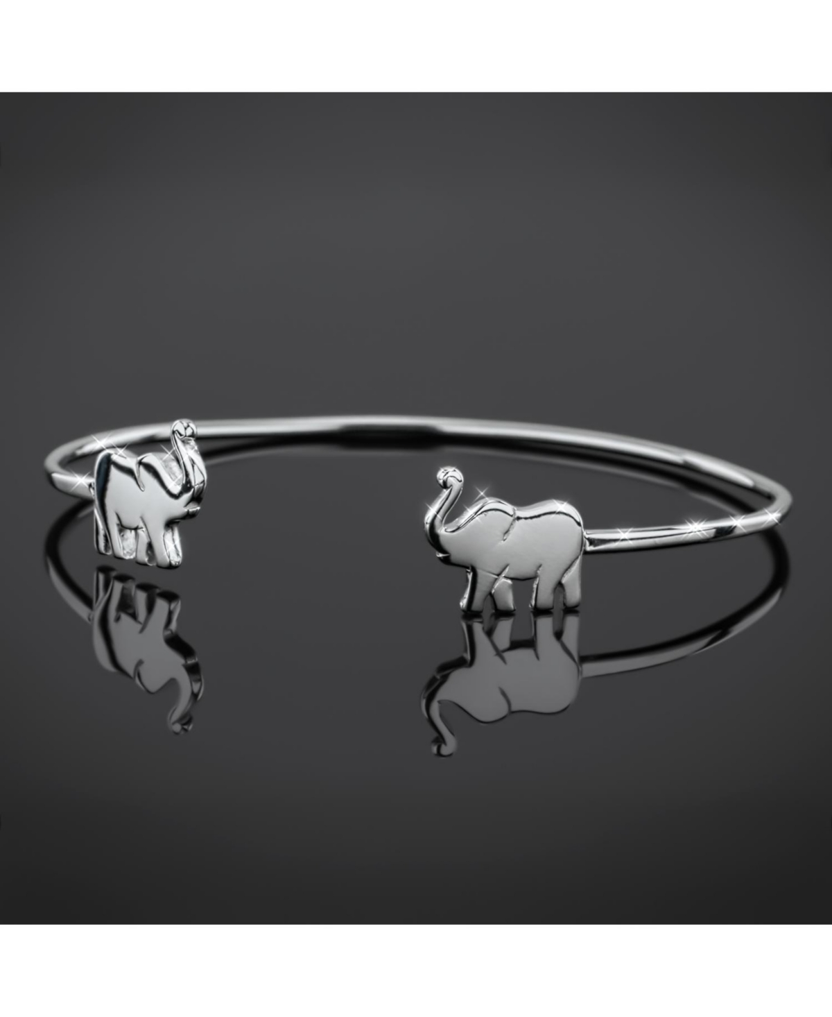 Bling Jewelry Minimalist Thin Delicate Zoo Animal Lucky Good Luck Elephant Bangle Cuff Bracelet Sterling Silver