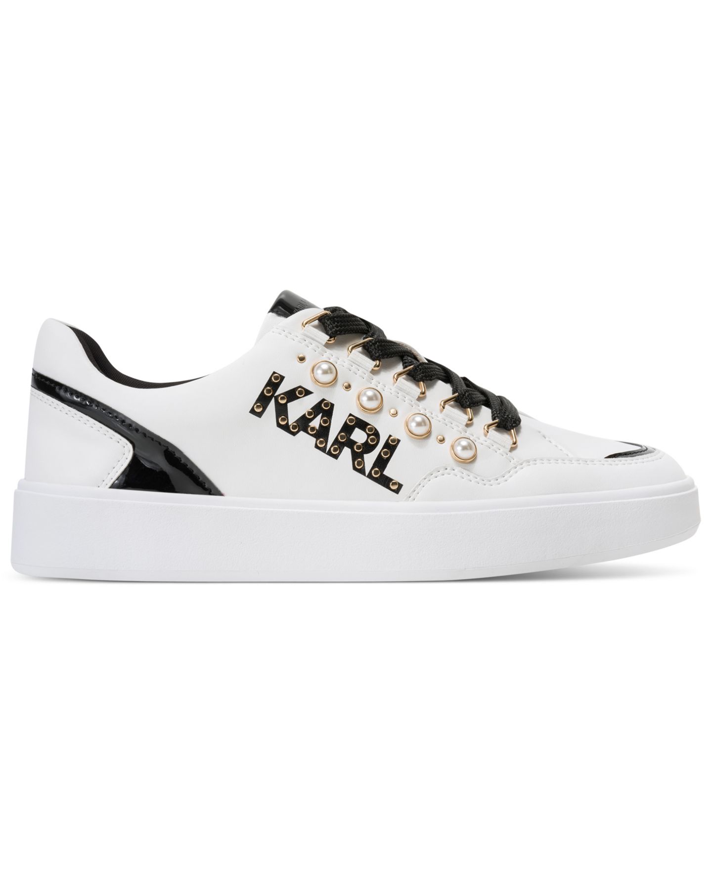 Женские кроссовки KARL LAGERFELD PARIS Stazie Lace-Up, цвет: Яркий белый / Чёрный — фото 2