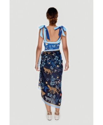 Beach Sarong Wrap - Amazon Rainforest Blue
