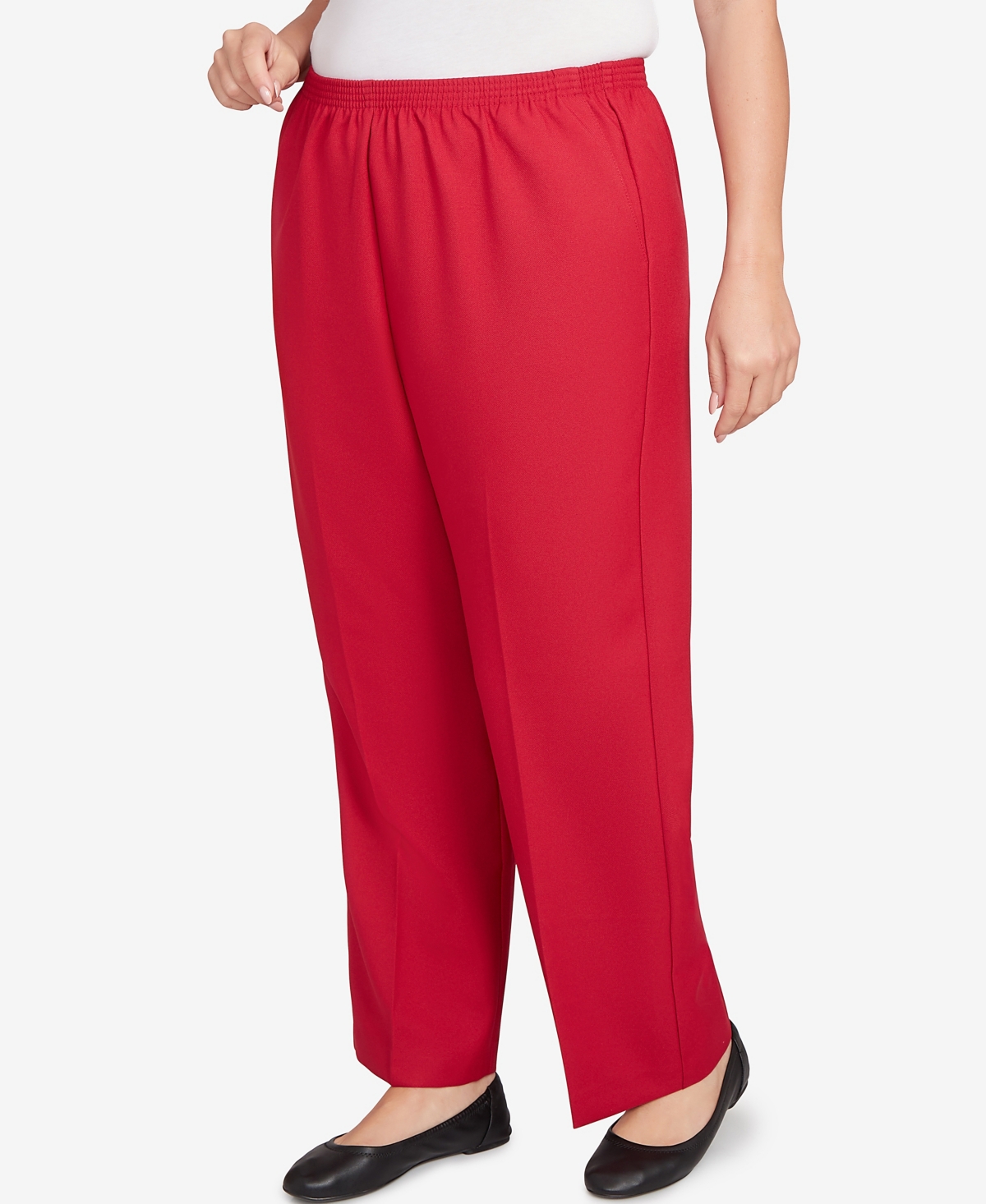 Alfred Dunner Plus Size Classic Poly Accord Short Length Pants In Red