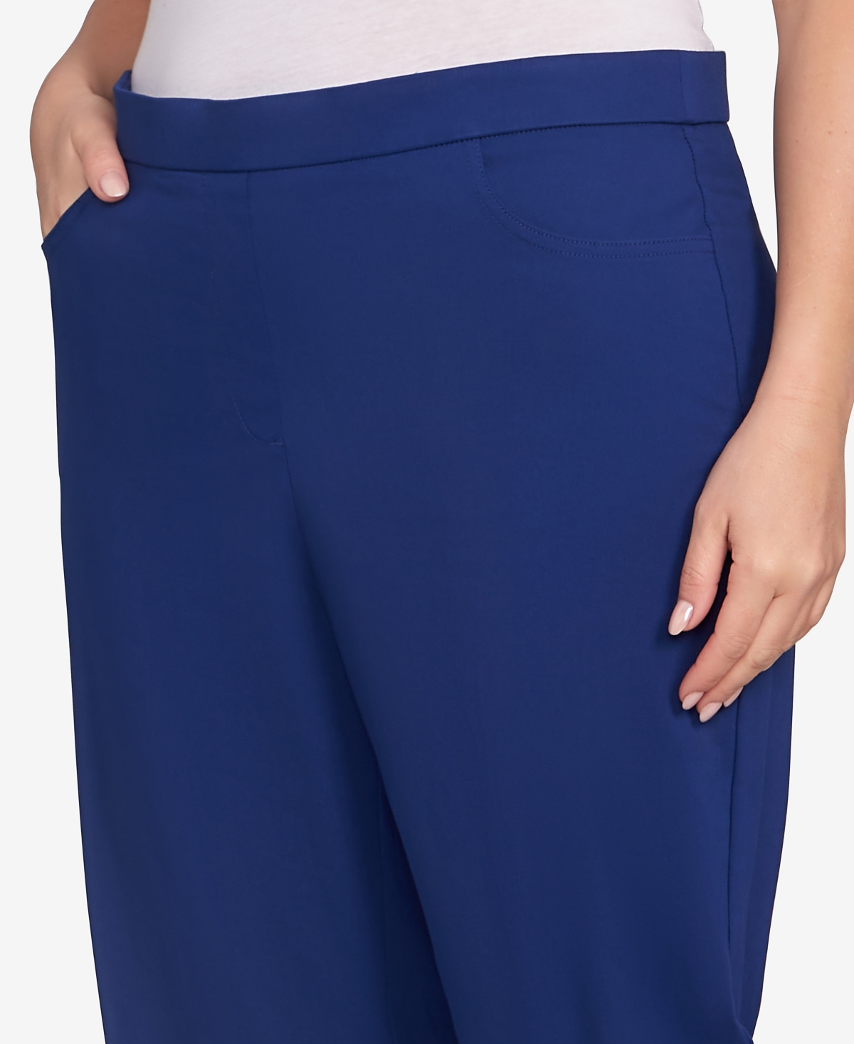 Alfred Dunner Plus Size Classic Allure Fitted Stretch Medium Length Pants In Blue
