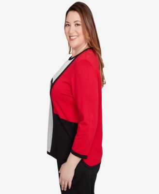Plus Size Classic Colorblock Long Sleeve Sweater