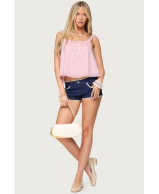 Women's Ruffle Mesh Babydoll Tank Top