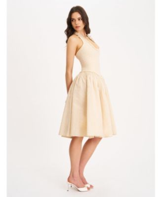 Women's Idella Yellow Gingham U Neck Midi Dress