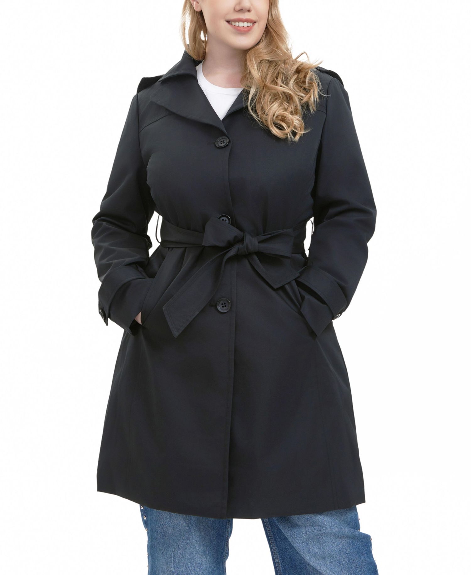 Women's Plus Size Ivy Water Resistant Hooded Trench Coat