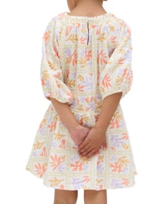 Little Girls Raffya Soipoi Ruched V-Neck Dress