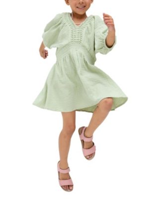 Little Girls Raffya Soipoi Ruched V-Neck Dress