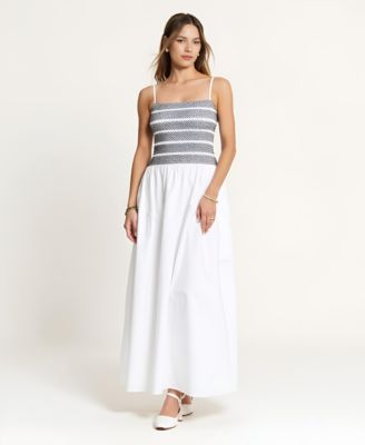 Women's Smocked Bodice A-Line Maxi Dress