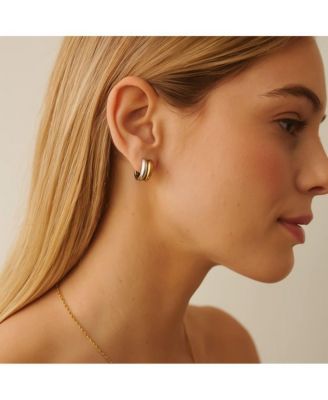 Fusion Glow Mixed Metal Two-Tone Earrings – Bold Sculptural Hoops