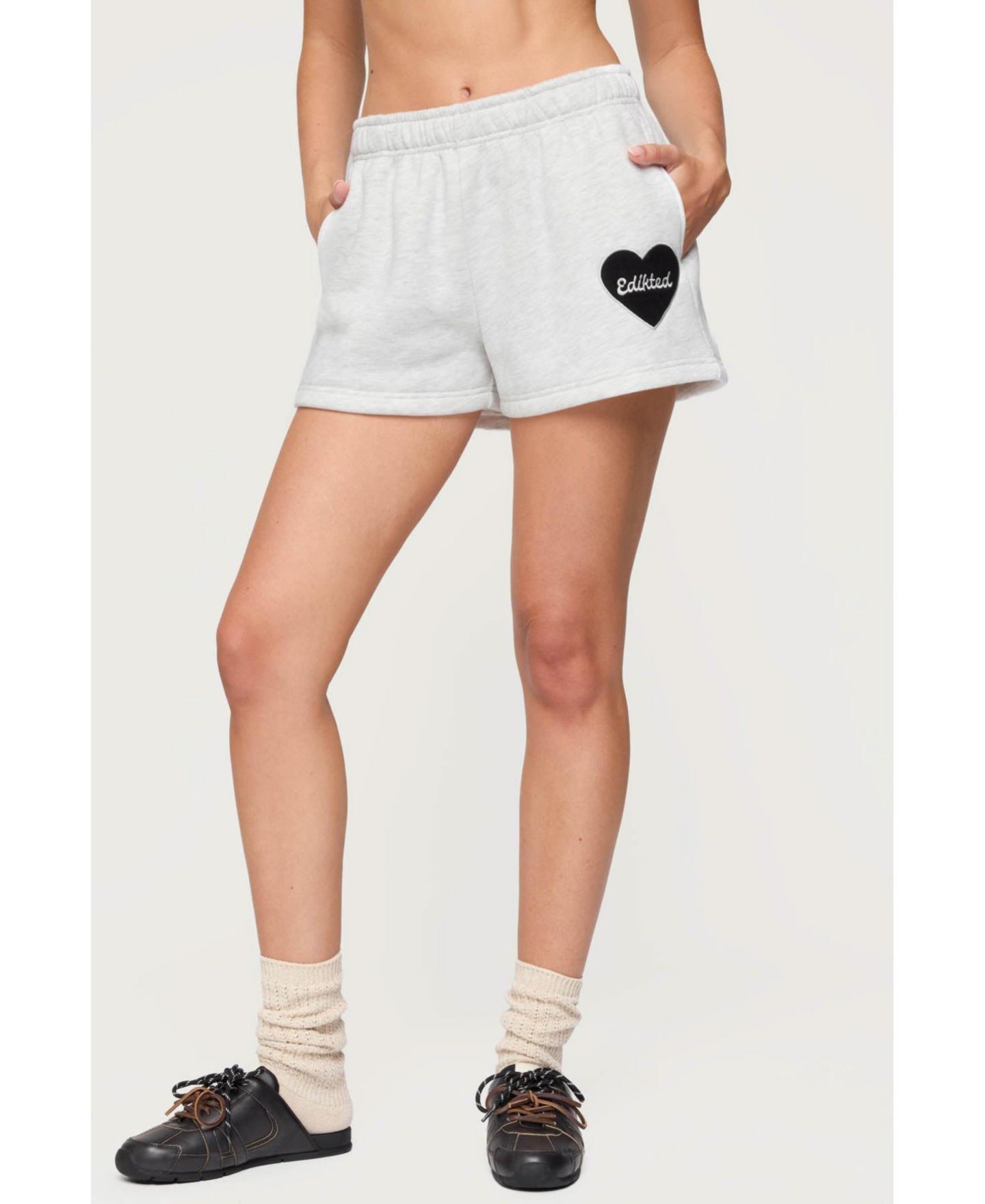Женские шорты Big Love Edikted Sweat Shorts, цвет: Серый меланжевый — фото 1