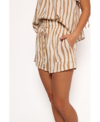 Women's Maggie Two Piece Set - White Tan Stripe