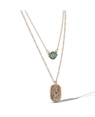 Gold-Tone Layered Evil Eye Pendant Necklace Set