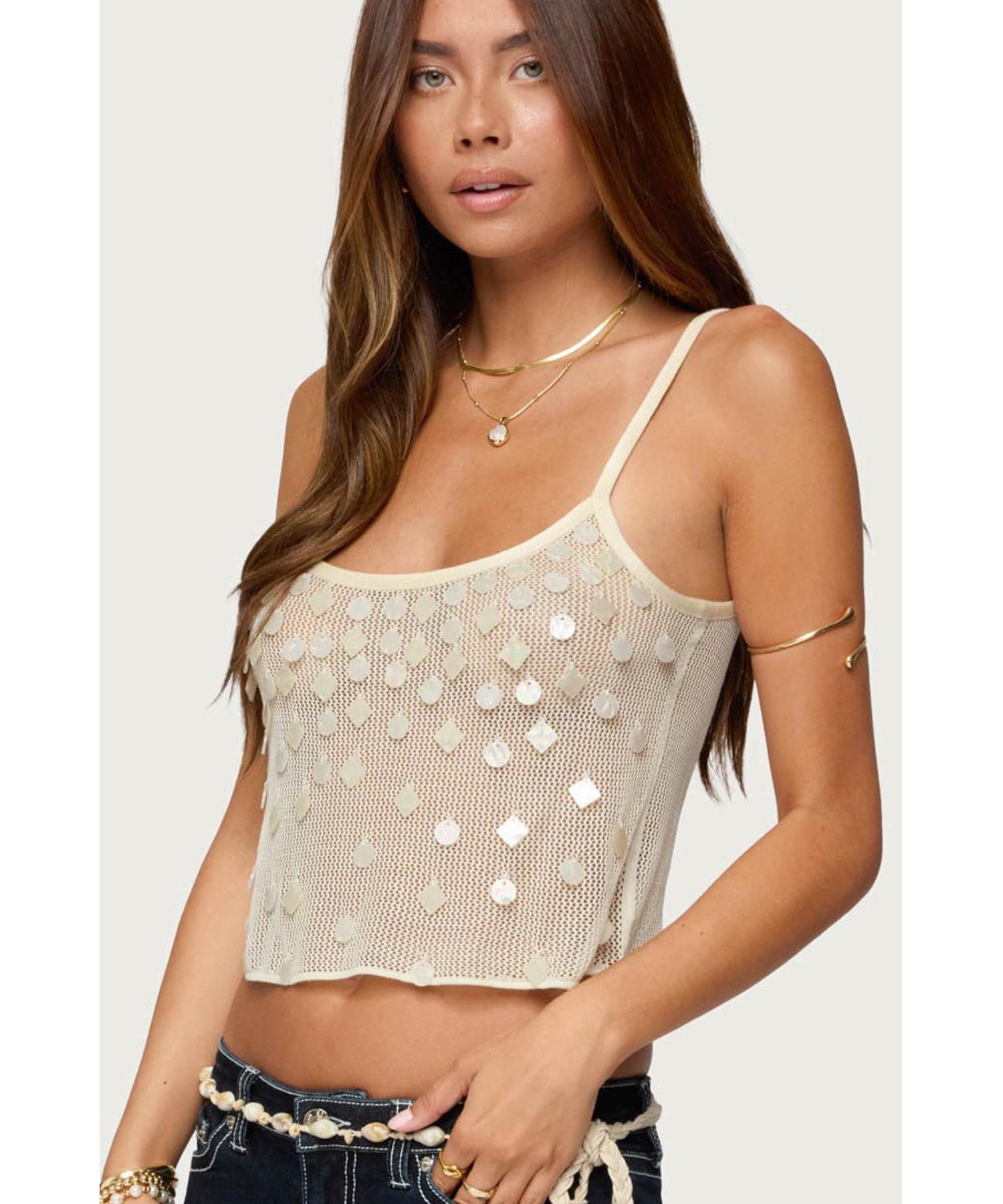 Women's Onya Iridescent Sheer Knit Top