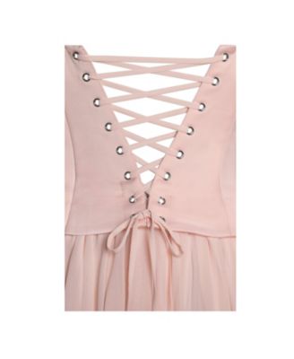 Women's Qianna Baby Pink Peplum Top Drop Waist Chiffon Gown