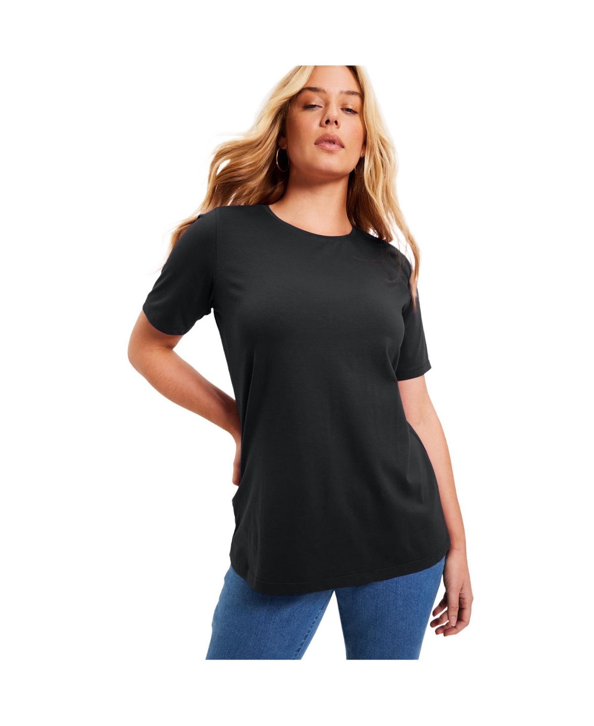 Women's June + Vie Short-Sleeve Crewneck One + Only Tee - Navy