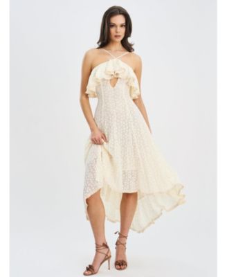 Women's Idra Lace Trim Sleeveless Crochet Midi Trailing Dress