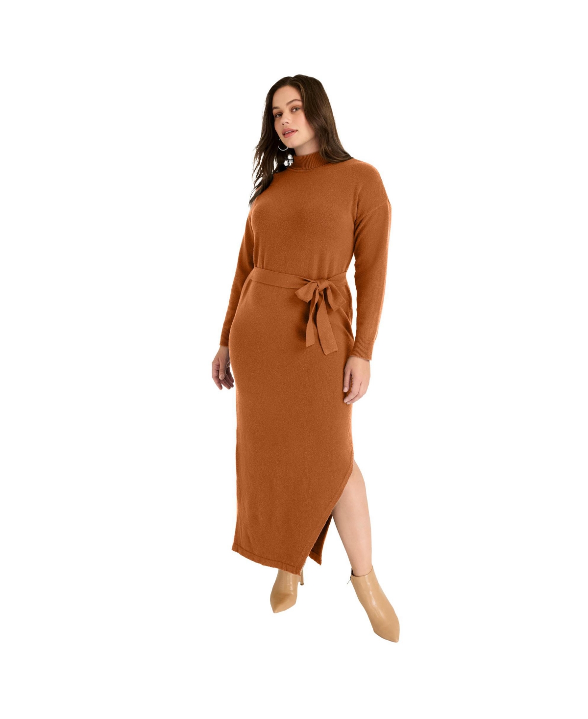 Women's Plus Size Turtleneck Sweater Dress - Autumnal