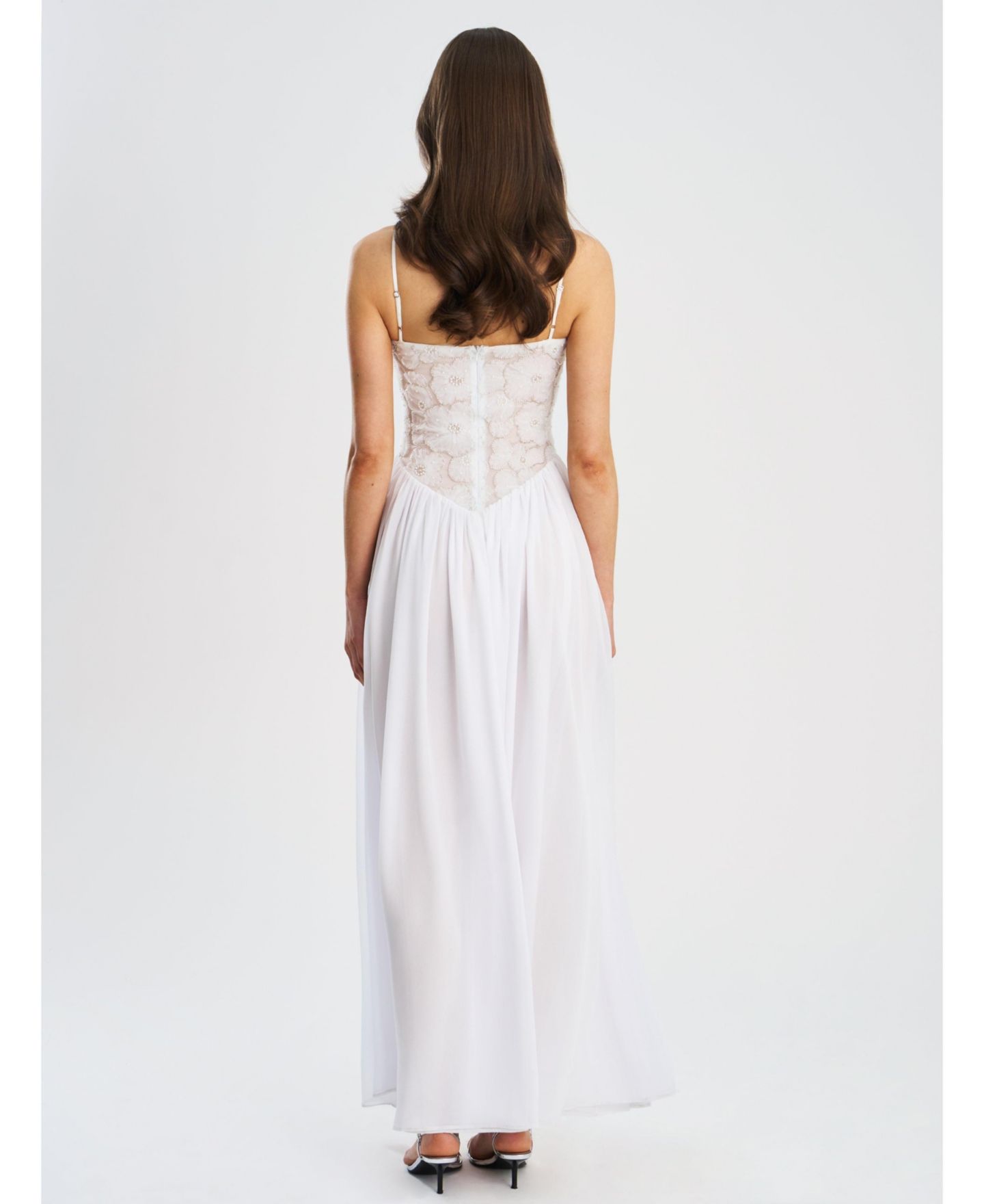 Женское платье Miss Circle Ucille White Embroidered Chiffon Maxi, цвет: Белый — фото 5