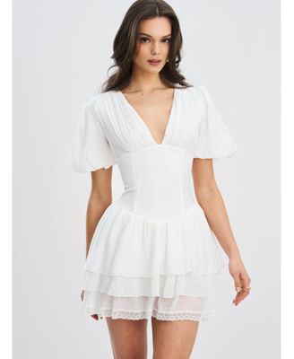 Women's Caitlyn Bubble Sleeve Layered Mini Corset Dress