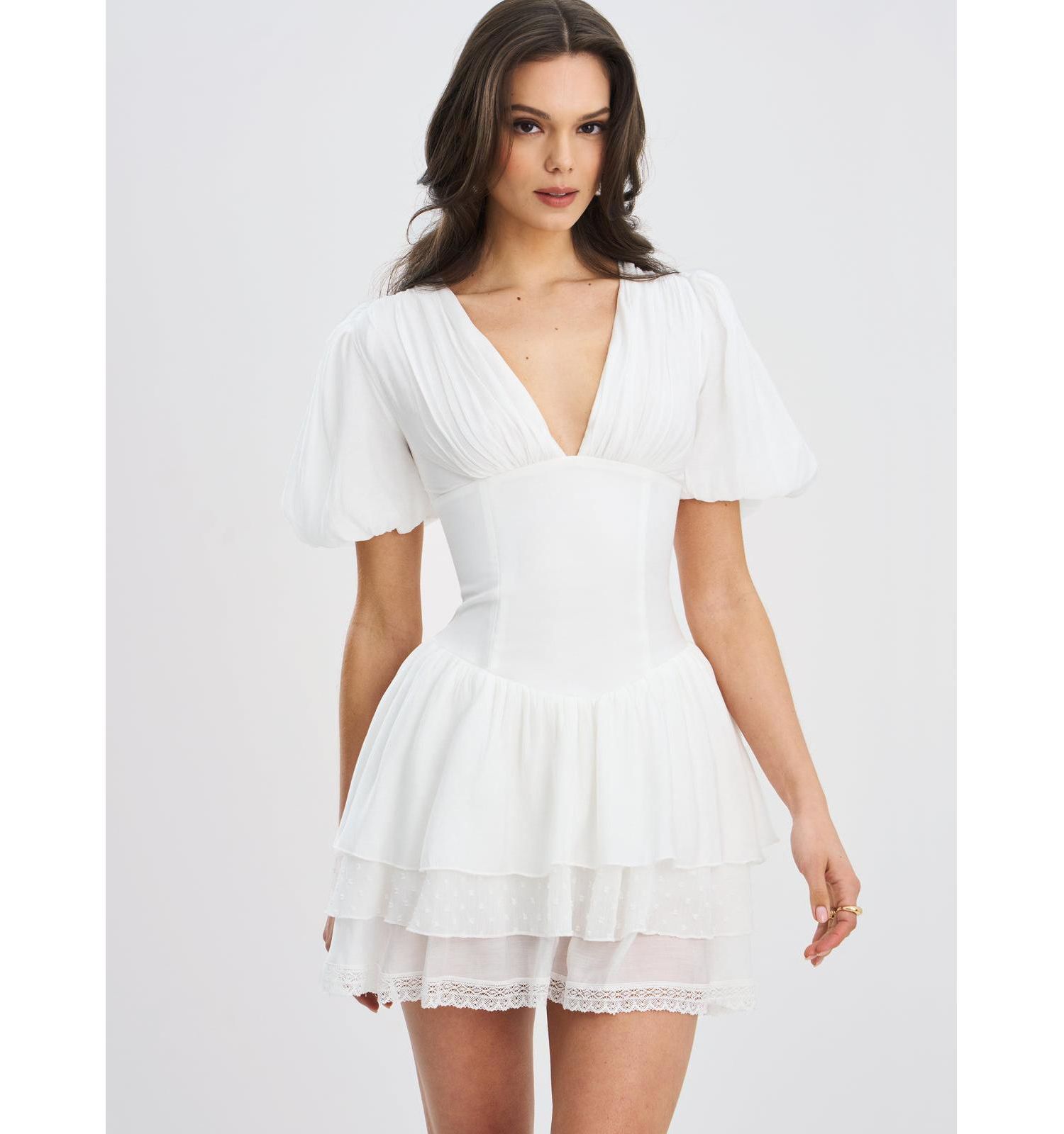 Women's Caitlyn Bubble Sleeve Layered Mini Corset Dress