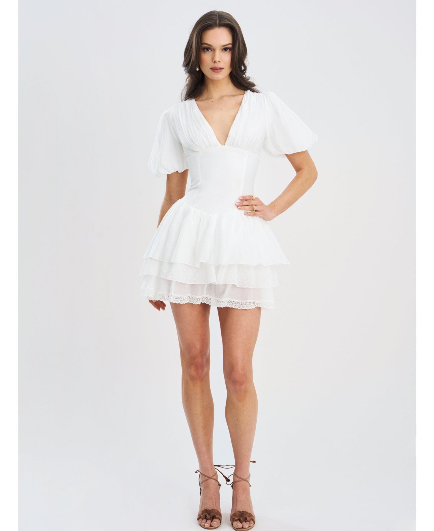 Women's Caitlyn Bubble Sleeve Layered Mini Corset Dress