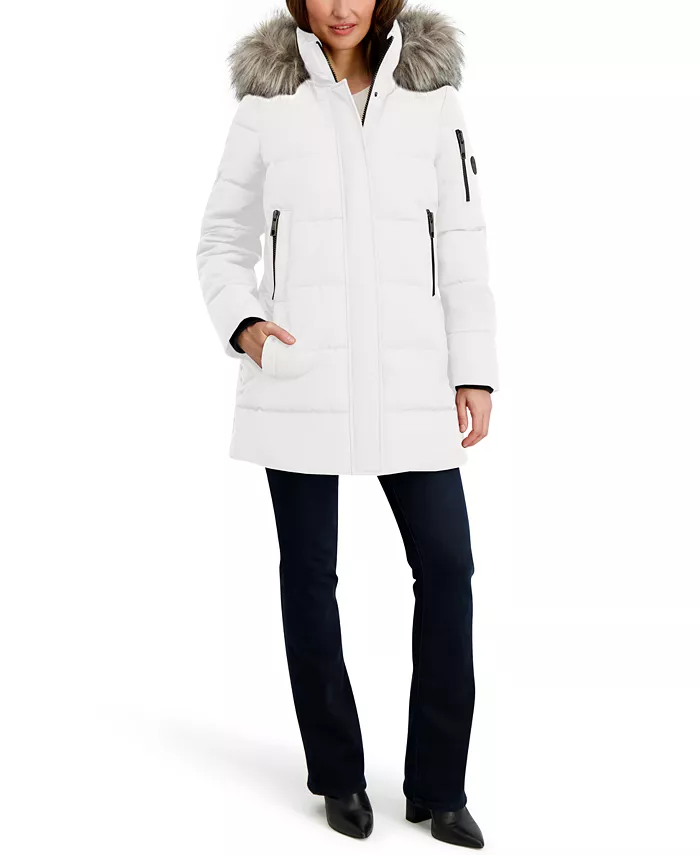 Women's Faux-Fur-Trim Hooded Puffer Coat