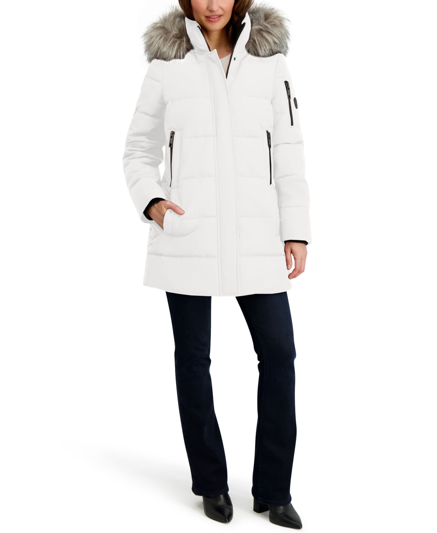 Women's Faux-Fur-Trim Hooded Puffer Coat