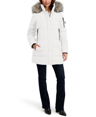 Nautica Women's Faux-Fur-Trim Hooded Puffer Coat - Macy's