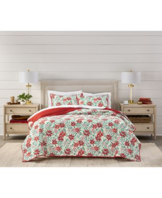 Poinsettia Quilt Set, Twin, Exclusively for Macy's