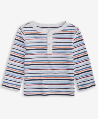 First Impressions - Baby Boys Long-Sleeve Striped Henley T-Shirt