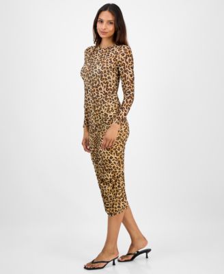 Women's Leopard-Print Ruched Bodycon Midi Skirt, Macy's Exclusive