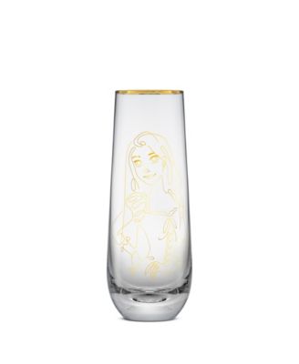 Princess Sketch Art Stemless Flute Glasses, Set of 6