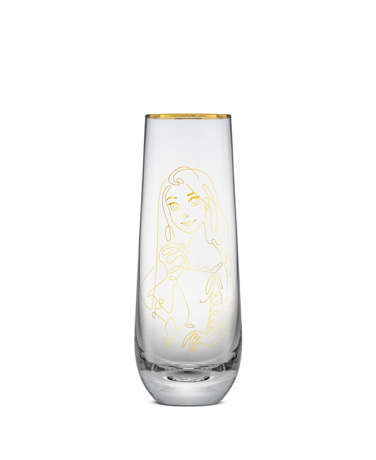 JoyJolt Princess Sketch Art Stemless Flute Glasses, Set of 6