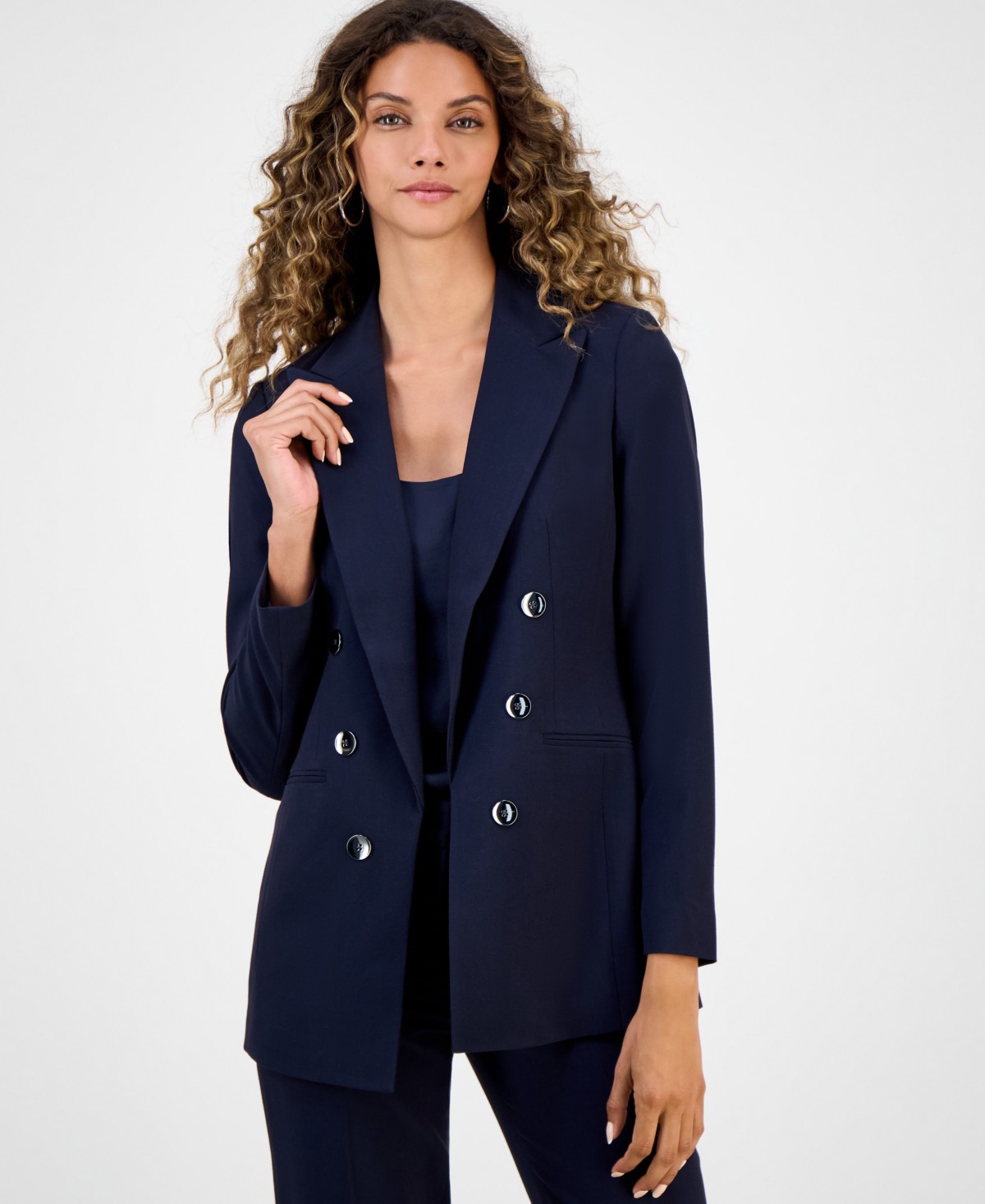 Женские куртки Bar III Women's Bi-Stretch Faux Double-Breasted Boyfriend Jacket — фото 1