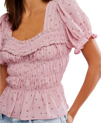 Women's Adore You Printed Puff-Sleeve Blouse