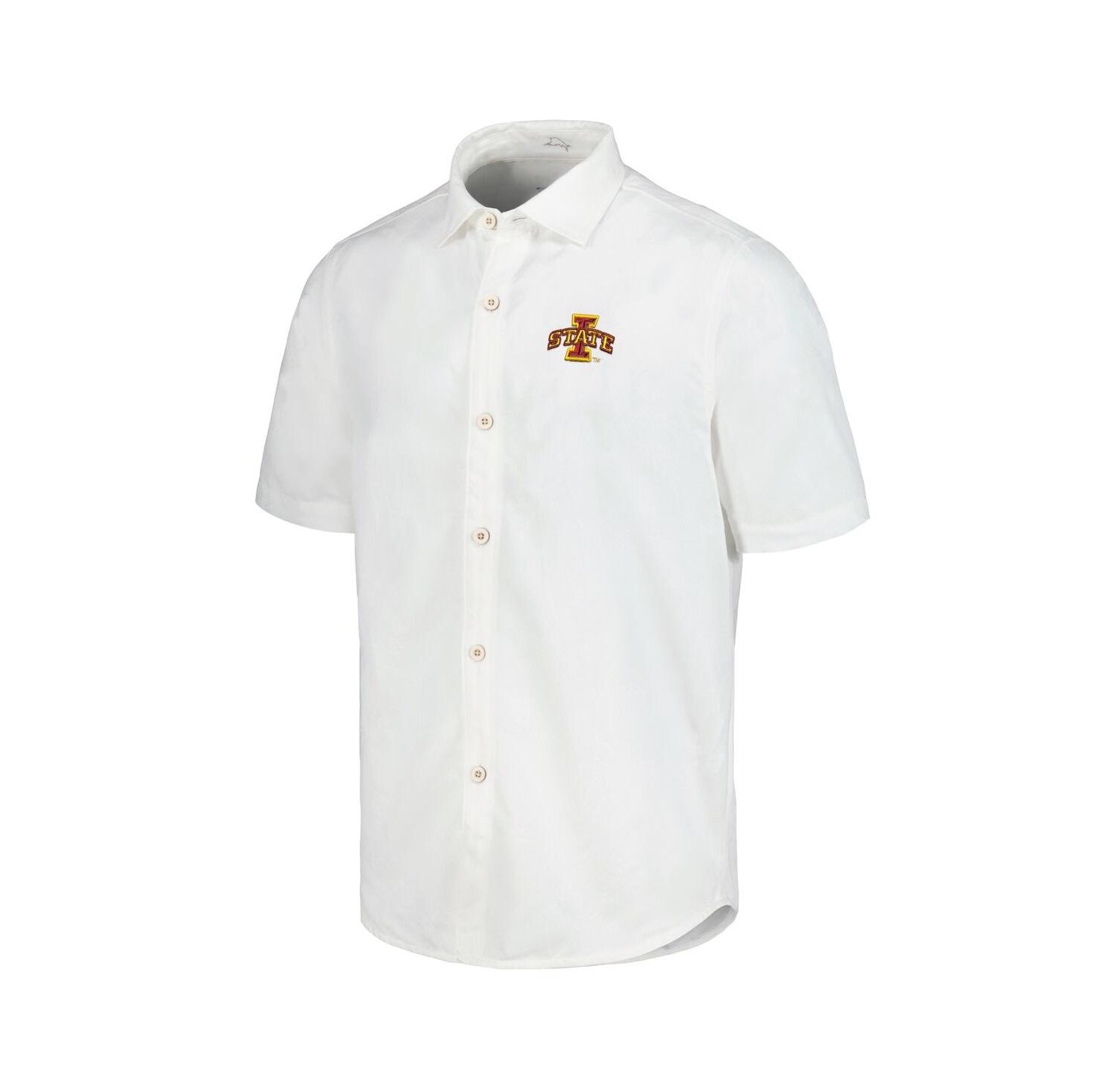 Men's White Iowa State Cyclones Coconut Point Palm Vista IslandZone Camp Button-Up Shirt