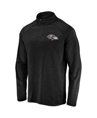 Men's Black Baltimore Ravens Striated Primary Logo Raglan Quarter-Zip Pullover Jacket
