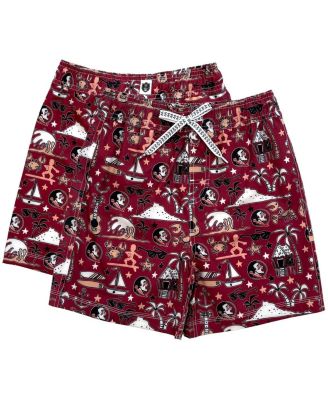 Wes & Willy - Big Boys and Girls Garnet Florida State Seminoles Luau Swim Trunks