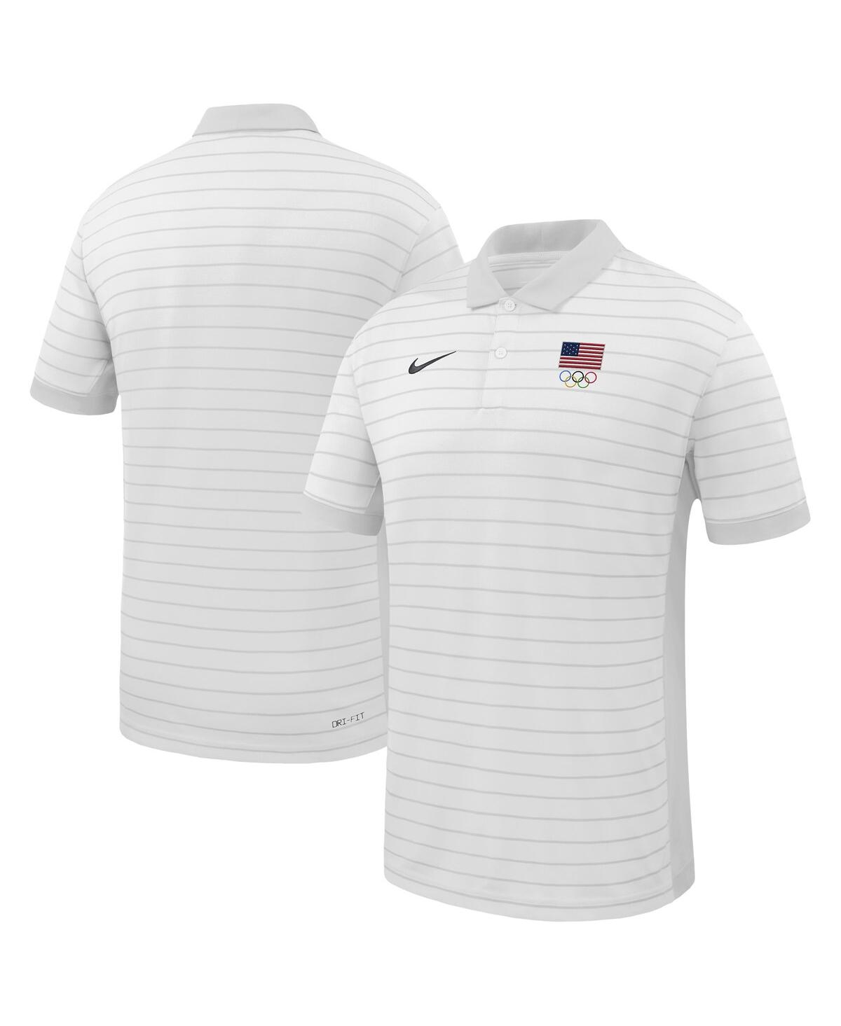 Nike Men's White Team Usa Team Victory Stripe Polo Shirt In White