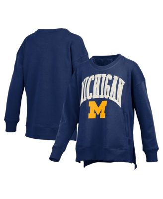 Pressbox - Women's Navy Michigan Wolverines Pocketed Arch Pullover Sweatshirt