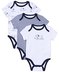 Baby Boys Puppy Toile Bodysuits 3-Pack