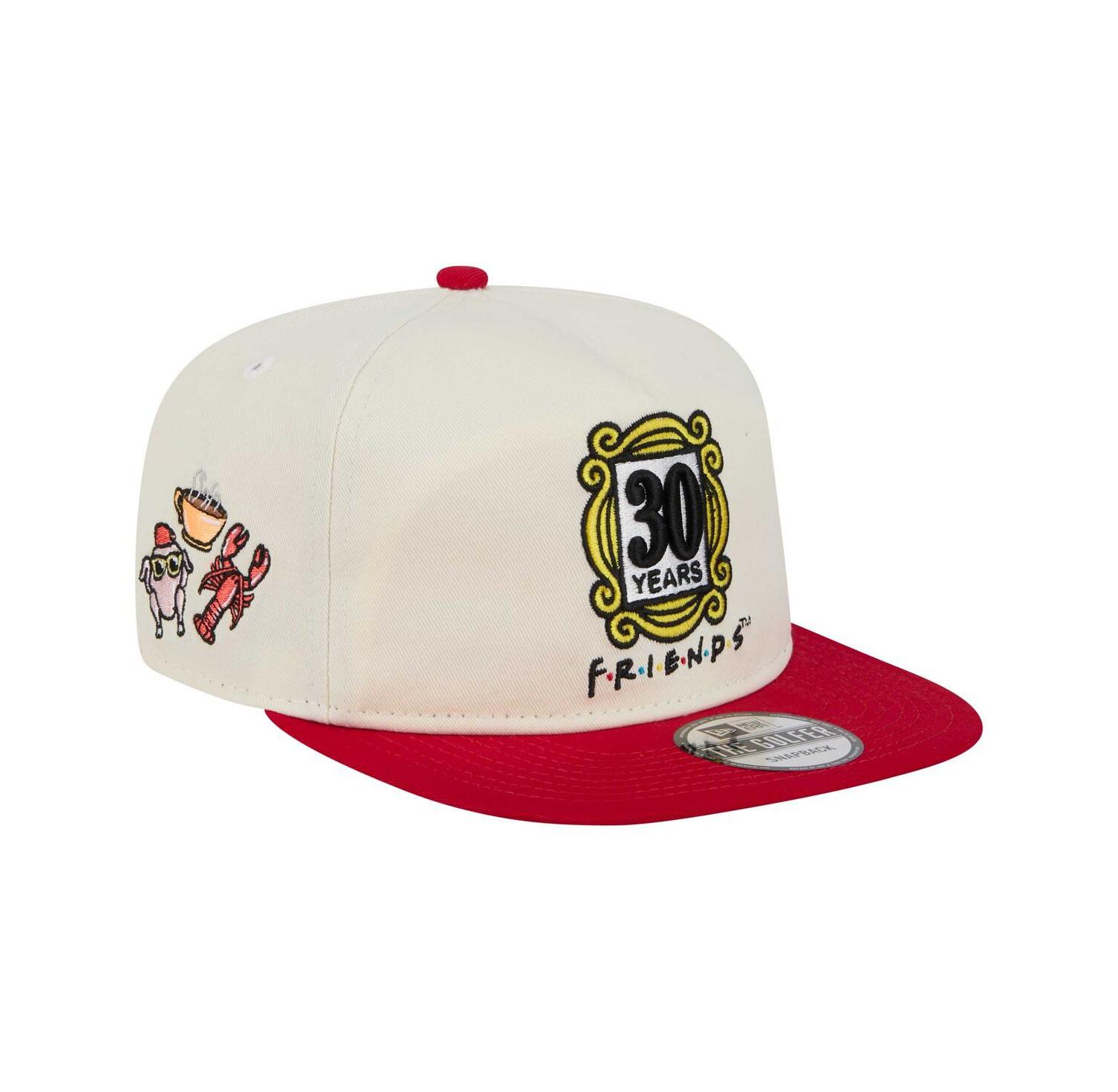 Men's White/Red Friends 30th Anniversary Golfer Snapback Hat